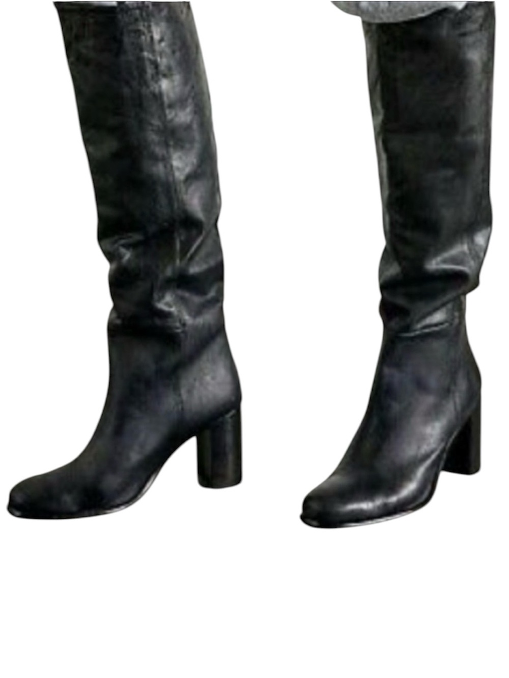 Free People Black Grayson Tall Leather Boots Size 39